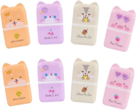 8 Stuks Leuke Potloodgummen met Roller voor Kinderen