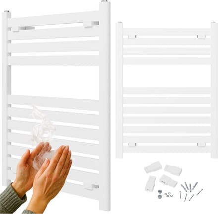 Granitan Handdoekradiator Enzo - 80x60cm - Wit - Ladderdesign - Badkamer Verwarming - CV Radiator