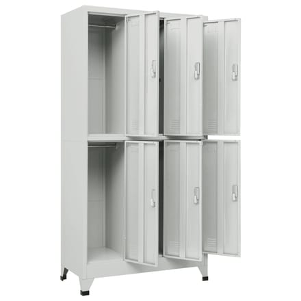 vidaXL - Lockerkast - met - 6 - vakken - 90x45x180 - cm - staal - grijs