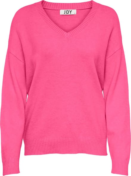 Jacqueline de Yong Trui Jdymarco L/s V-neck Pullover Knt 15281979 Shocking Pink Dames Maat - XS