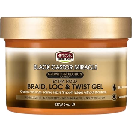AFRICAN PRIDE- BLACK CASTOR MIRACLE - BRAID LOC TWIST GEL 8OZ
