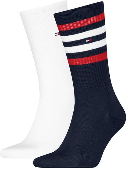 Tommy Hilfiger Heren Sportsokken Stripe 2-Pack Blauw