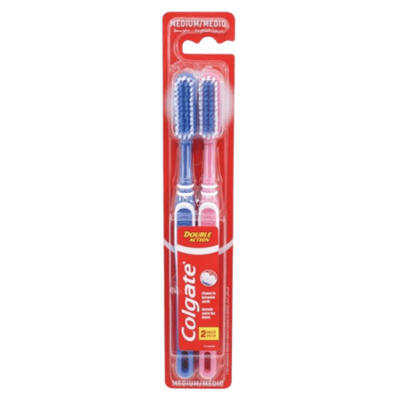 Colgate Double Action Medium Tandenborstel 18 cm – 2 Stuks