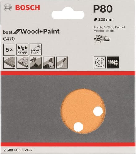 Bosch - 5-delige schuurbladenset 125 mm, 80