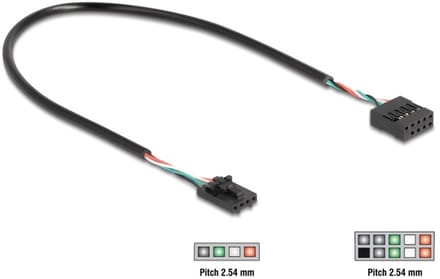 Delock Cable USB 2.0 pin header female 2.54 mm 4 pin to USB 2.0 pin header female 2.54 mm 10 pin 30 cm