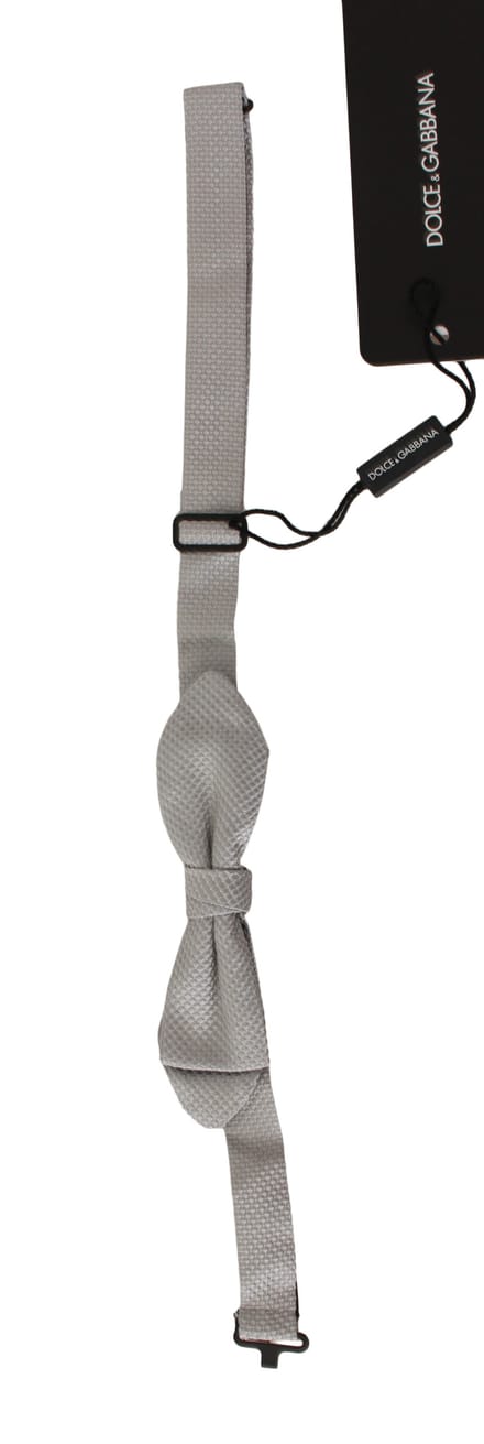 Dolce & Gabbana Heren Grijs 100% Zijden Faille Verstelbare Hals Strik Papillon