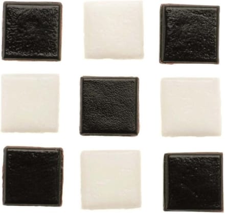 Glorex mozaiek steentjes/tegeltjes - starters pakket - vierkant - 60x stuks - wit/zwart - 2 x 2 cm
