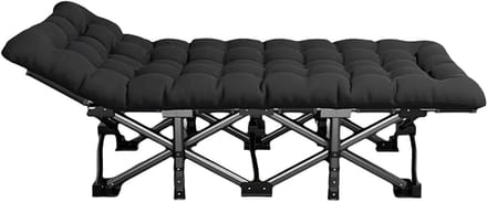 Camping Bed - Opklapbaar Ledikant - Buiten Ontspannen - Met Afneembaar Matras - 190 cm Lang - Grijs