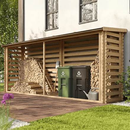 Timbela M203 - Haardhout Opslagschuurtje - 3,91 m² - 112x458xH199 cm - Houtopslag