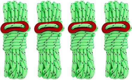Set van 4 Sterke Reflecterende Scheerlijnen 4mm - Verstelbaar Tent en Luifel Winddicht Touw 4 Meter