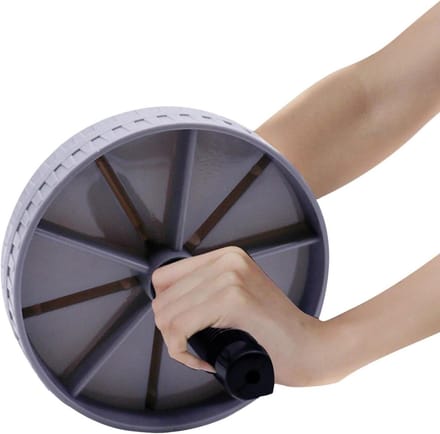 Buikspierwiel - Ab roller oefenwiel - Krachttraining thuis - Versterkt core spieren - 15 cm diameter - Grijs