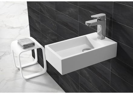 Wiesbaden Maria solid surface fontein kraangat links 40x20x10cm mat wit
