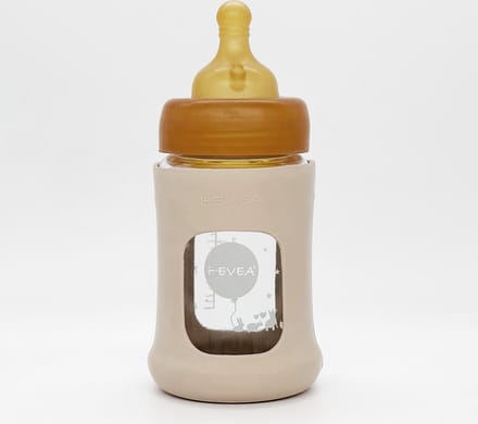 Wide Neck Baby Glass Bottle with Sleeve 150ml/5oz Single-Pack (Sand)