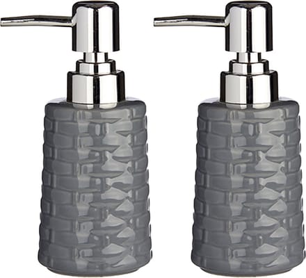 Berilo zeeppompjes/dispensers van keramiek - 2x stuks - grijs - 350 ml