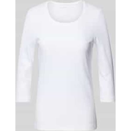 T-shirt met 3/4-mouwen in effen design