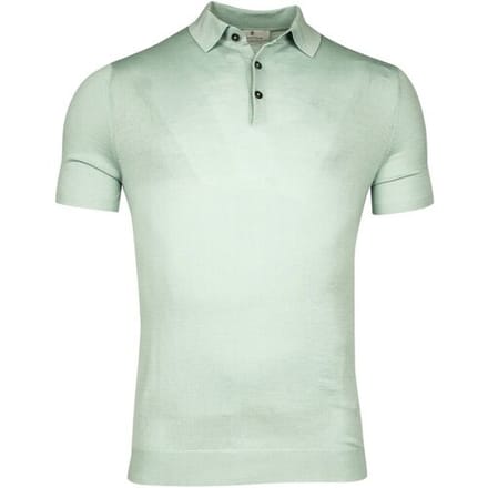Thomas Maine Polo Uni Color Fine Merino Single Knit Soft Mint / male