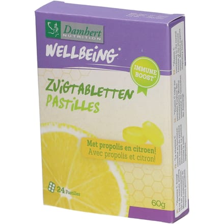 Damhert Wellbeing Zuigtabletten Verzachtend | Propolis & citroen 60