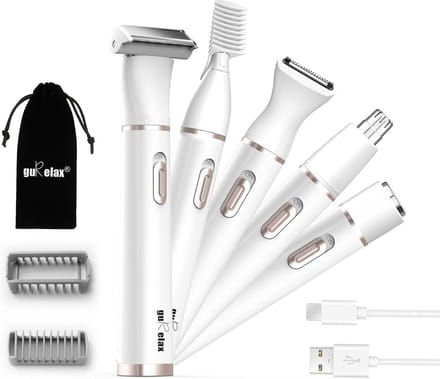 Dames Scheerapparaat - Ontharingsapparaat Bikini Trimmer - Gladde Huid - 5-in-1 Systeem - IPX7 Waterdicht - Wit