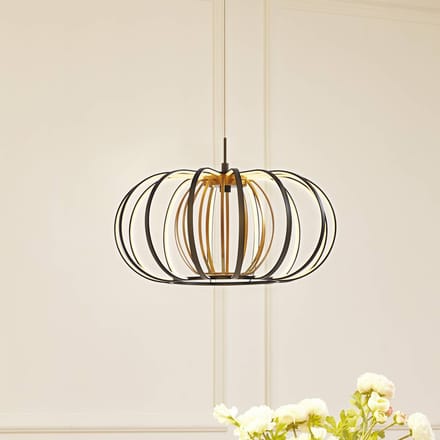 Lucande LED hanglamp Birger, Ø 39cm, zwart/goud