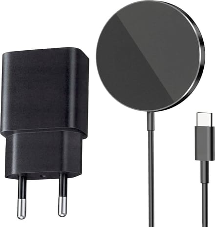 Draadloze oplader geschikt voor MagSafe - USB C Adapter - Snellader - 15W - Zwart