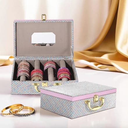 Set van 2 Houten Bangle Organizers met Gouden Handvat voor Vrouwen