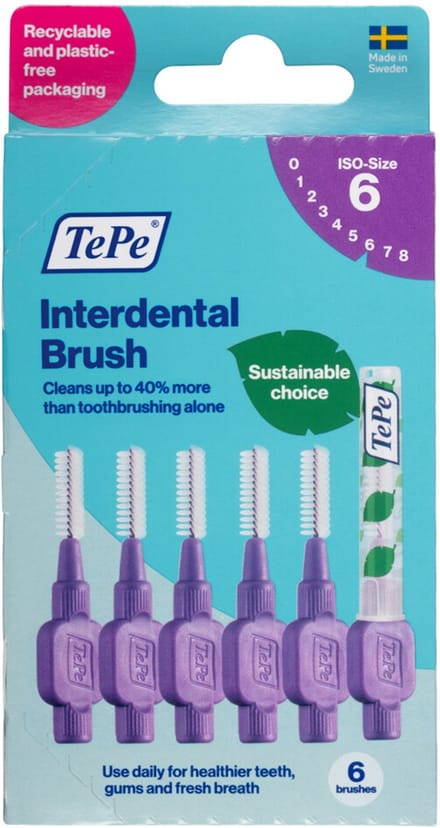 TePe - Interdentale Ragers Original 1,1 mm Paars - 6 x 6 stuks - Voordeelverpakking