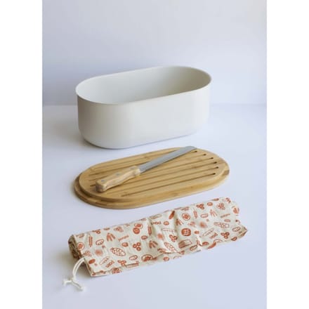 Broodtrommel 4 in 1, Bamboe, Créme - Pebbly