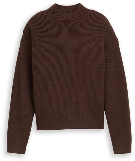 Tom Tailor - Gebreide trui met opstaande kraag - Maat 128 - soft chocolate brown