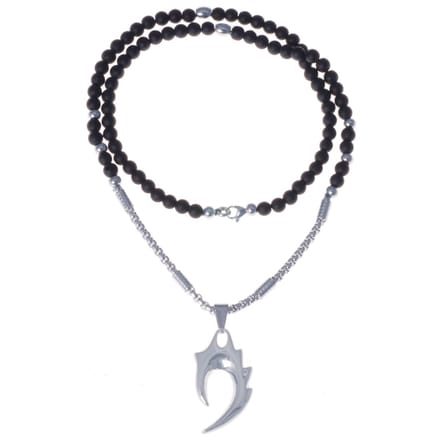 Heren kralen ketting Agaat Edelstaal Tribal