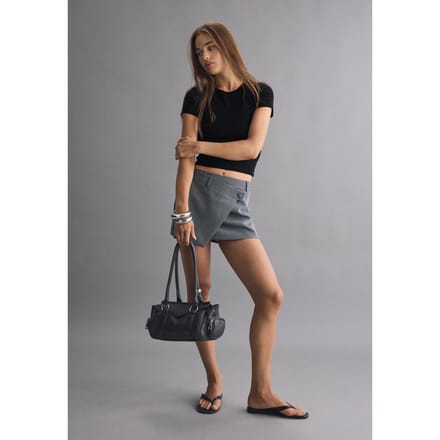 Stradivarius Mini broekrok met overslag  Grijs melange XL