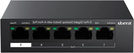PoE Switch - Netwerk Switch - Camera's Aansluiten - 6kV Surge Protection - 5 Poorten - Zwart