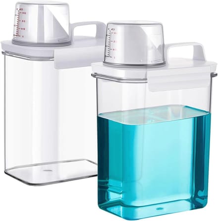 Famanu – Waspoeder opbergdoos met maatbekers, 1800 ml luchtdichte wasmiddelcontainer