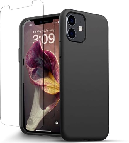 Hoesje Geschikt voor iPhone 11 Zwart Telefoonhoesje Case Met Screenprotector