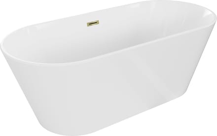 Mexen Flavia vrijstaande badkuip 170 x 75 , wit, gouden overloop - 54031708000-50