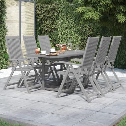 vidaXL - 7-delige - Tuinset - massief - acaciahout