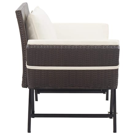vidaXL - Tuinbank - met - kussens - 176 - cm - poly - rattan - bruin