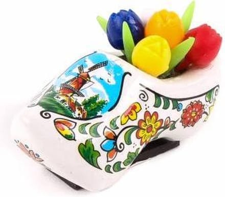 Magneet Klomp Met Tulpen Holland Wit 5 Cm - Souvenir