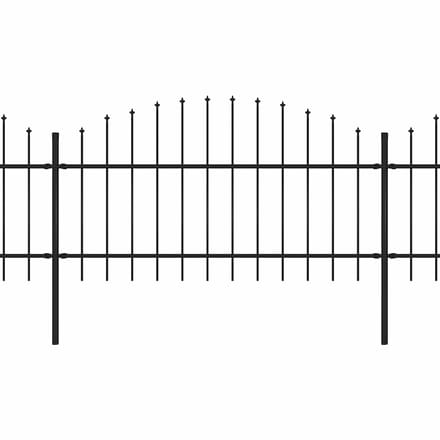 vidaXL - Tuinhek - met - speerpunt - staal - 355x125 - cm - zwart