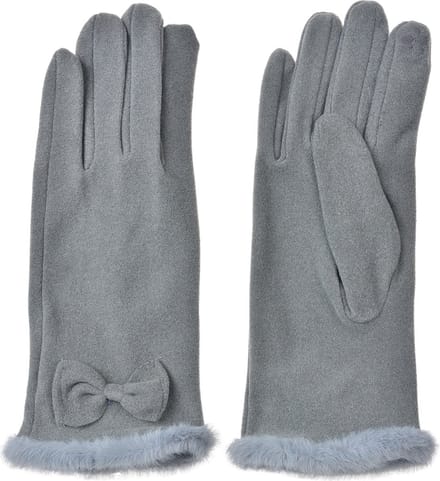 Clayre & Eef Handschoenen Winter 9x23 cm Grijs Polyester