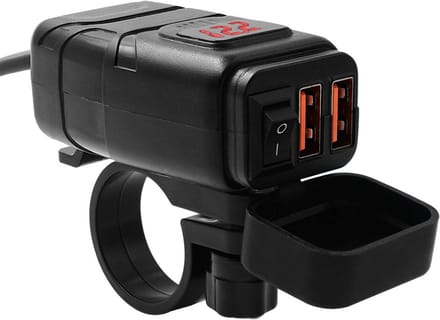 Waterdichte Motor USB Lader met Dubbele Poort en Voltmeter Display voor Stuur