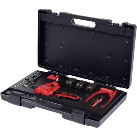 KS Tools 122.1290 FLAREFIX 1 universele remgeleidingsset met hydraulische spindel, 16-delig
