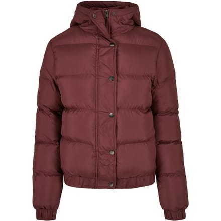 Urban Classics - Hooded Puffer winterjas - S - Bordeaux rood