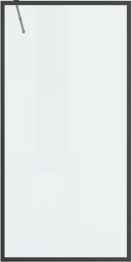 Vente-unique Douchewand voor inloopdouche – 100 x 200 cm – Matzwart – Gehard glas – AMBERI