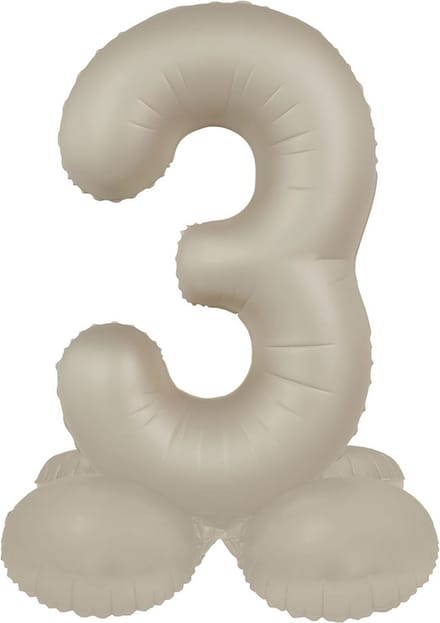 Staande Folieballon Cijfer 3 - Creamy Latte - Ultra Matt - 41 cm