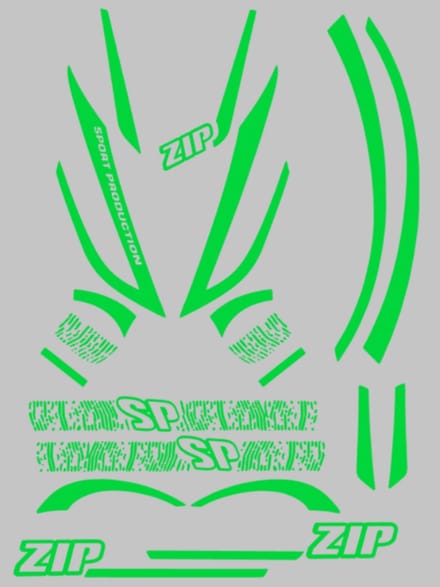 Piaggio Zip Stickerset - H2O 1 Kleur - Fluor Groen