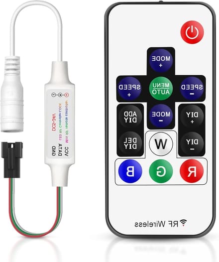 RGB LED Controller met Afstandsbediening, Mini RF, 14 Toetsen voor LED Strips en Dream Color Effecten, DC 5V-24V