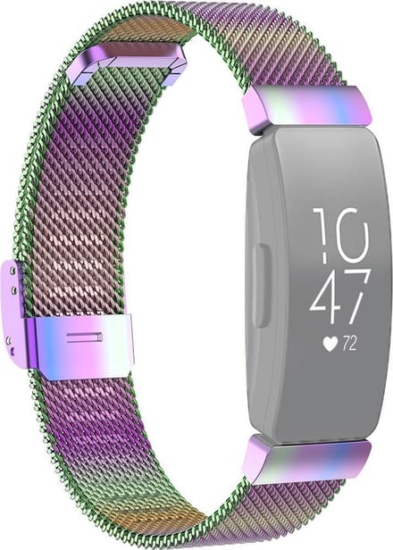 By Qubix - Compatible Fitbit bandje - Geschikt voor fitbit Inspire Milanese bandje met gesp - Maat: Small - Multi