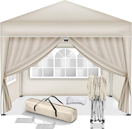 White-Label® Paviljoen - Easy up Partytent Opvouwbaar - Overkapping - 3x3m - Beige