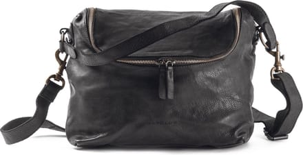 HAROLD'S Leren schoudertas Submarine Zipperbag Black zwart