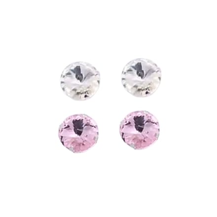 2 paar allergievrije oorbellen licht roze en wit 8 mm